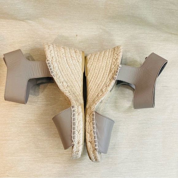 VINCE Sz 8 Sophie Leather Ankle Wrap Peep Toe  Espadrille Wedges Sandals - Picture 5 of 15